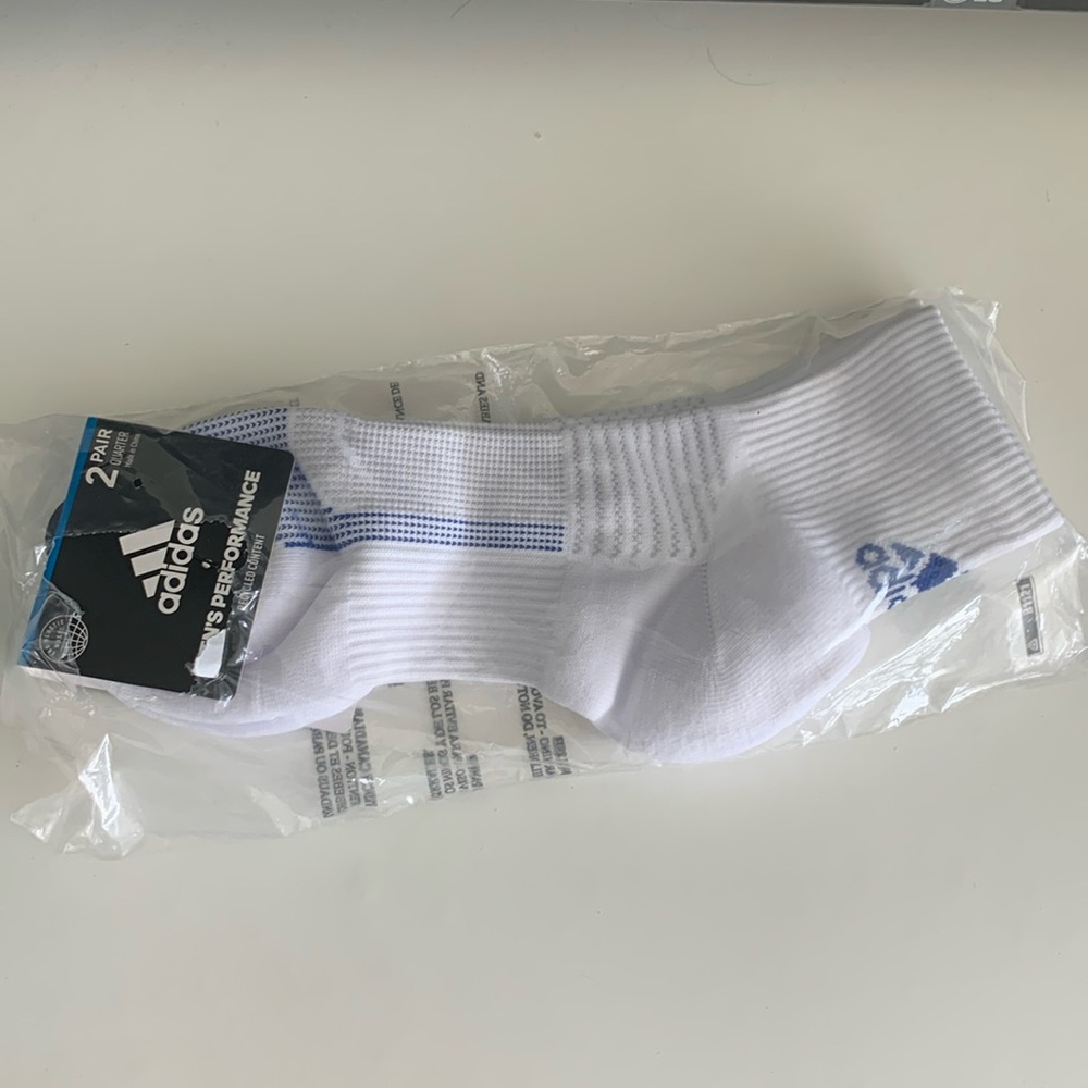 2 pair Adidas performance quarter socks.